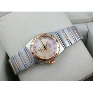 Женские часы Omega Constellation Series, стальной ремешок из розового золота 18 карат, римский корпус, две стрелки, швейцарские кварцевые женские часы