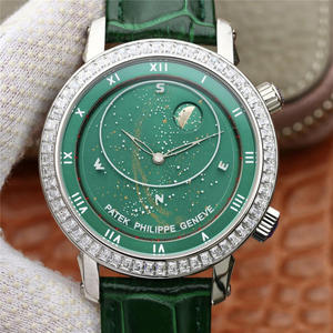 Patek Philippe Upgraded Starry Sky 5102 Green Face, Pearl Tuo Кожаный ремешок Автоматические механические мужские часы