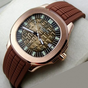 Швейцарские часы Patek Philippe спортивные часы для дайвинга из розового золота 18 карат с коричневой лентой автоматические механические мужские часы