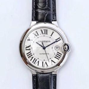 V9 Cartier Upgraded 42mm White Gold Blue Balloon Men's Watch Automatic Mechanical Movement Belt Watch