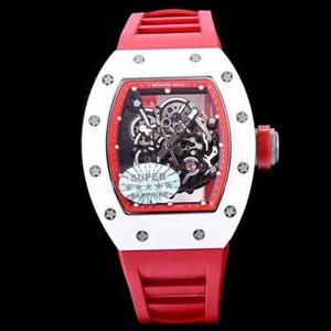 KV Тайвань завод RM055 Белая керамика серии Чистая Красный Горячий стиль Мужской механический Часы Красная лента