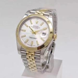 Мужские механические часы N Factory Rolex Datejust 41MM New Edition со складной пряжкой White Noodle Ding (золотой)
