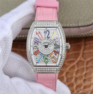 ABF Muller Franck Muller V32-serien Damer Titta rosa silikon rem kvarts rörelse