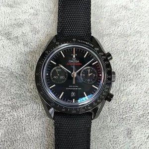 JH produces Omega Speedmaster Moon Dark Side Ceramic Watch 44.2mm black ceramic case with coated nylon fabric strap