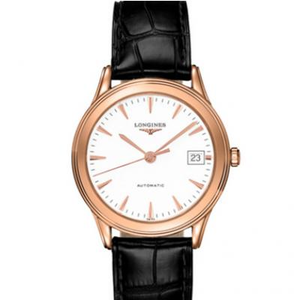 TW Longines Army Flag-serie L4.774.8.22.2 rosa guld mäns mekaniska bälte klocka vit platta.