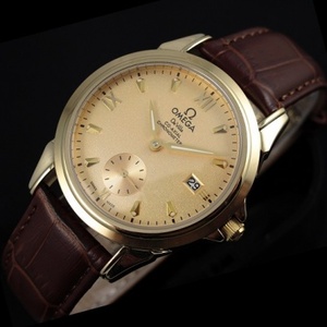 Swiss movement high imitation Omega De ville series 18K gold gold face automatic mechanical independent second hand men's watch Swiss movement Hong Kong assembled