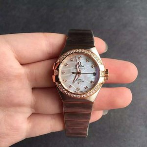 Omega Constellation Series Automatisk mekanisk damklocka med diamanter 27mm