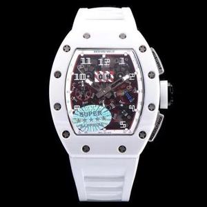 KV Taiwan fabriken Richard Mille RM-011 vit keramisk begränsad upplaga high-end kvalitet mäns mekaniska klocka