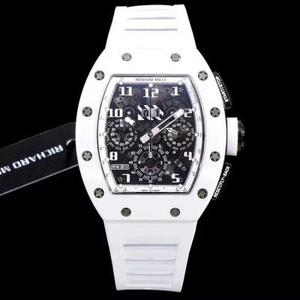 KV Taiwan fabriken Richard Mille RM-011 vit keramisk begränsad upplaga high-end kvalitet mäns mekaniska klocka